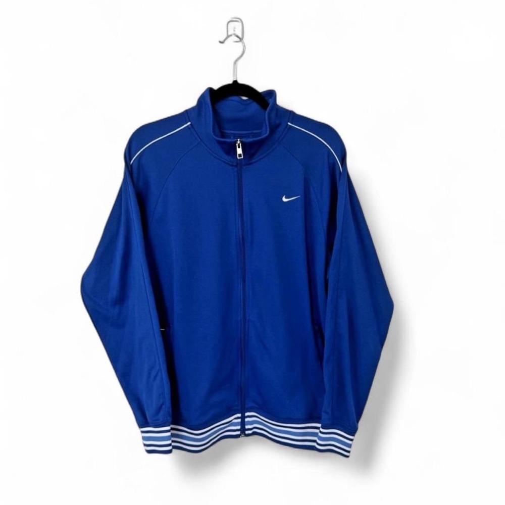 NIKE MEN'S VINTAGE RETRO TRACK JACKET ROYAL BRIGHT BLUE & WHITE SIZE LARGE